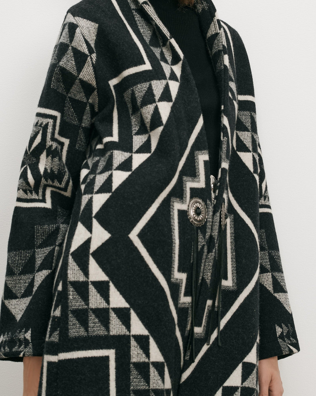 Veronica Beard | Long Wool Bolero Coat in Black Black