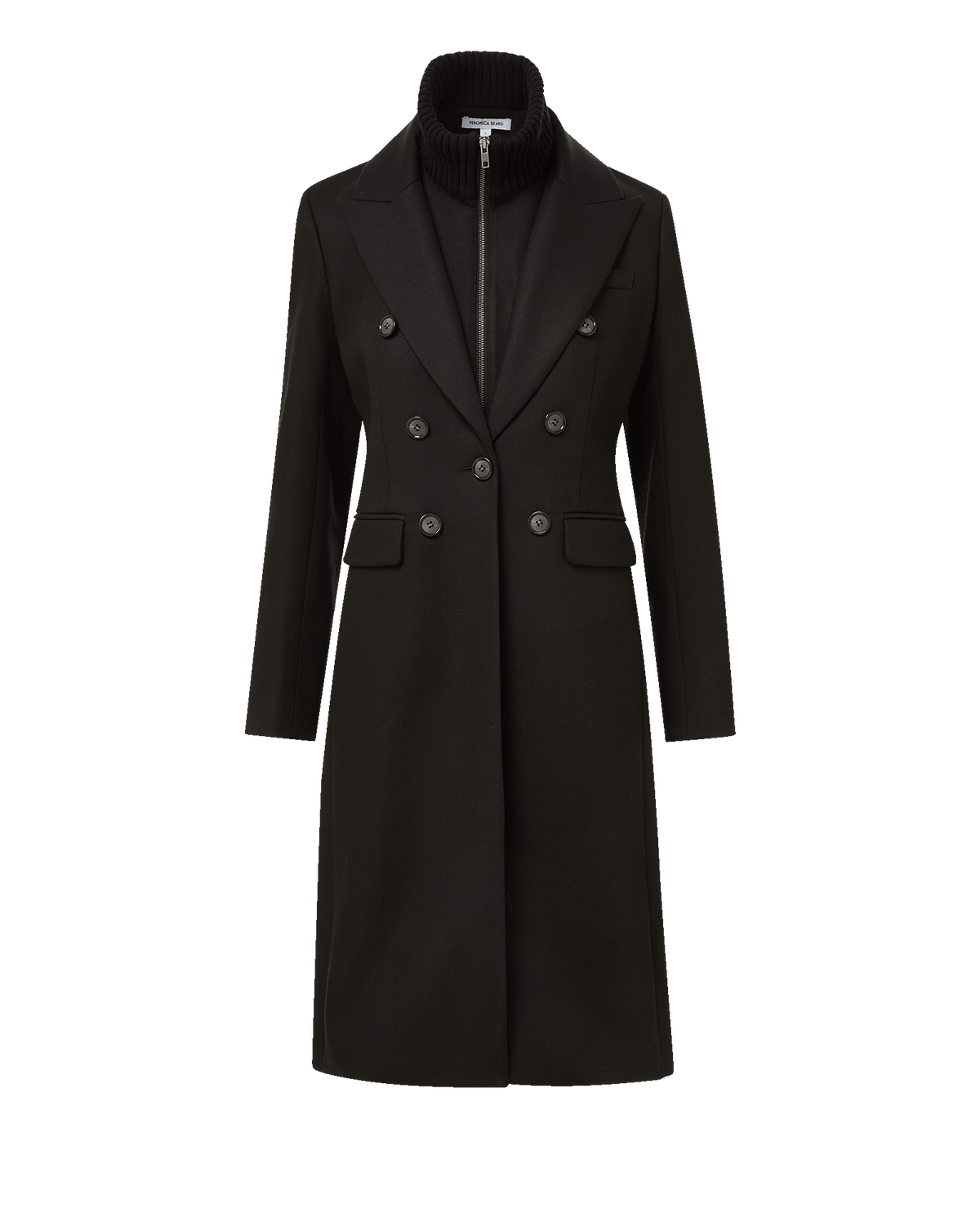 Veronica Beard | Stryder Double-Breasted Dickey Coat in Black Black