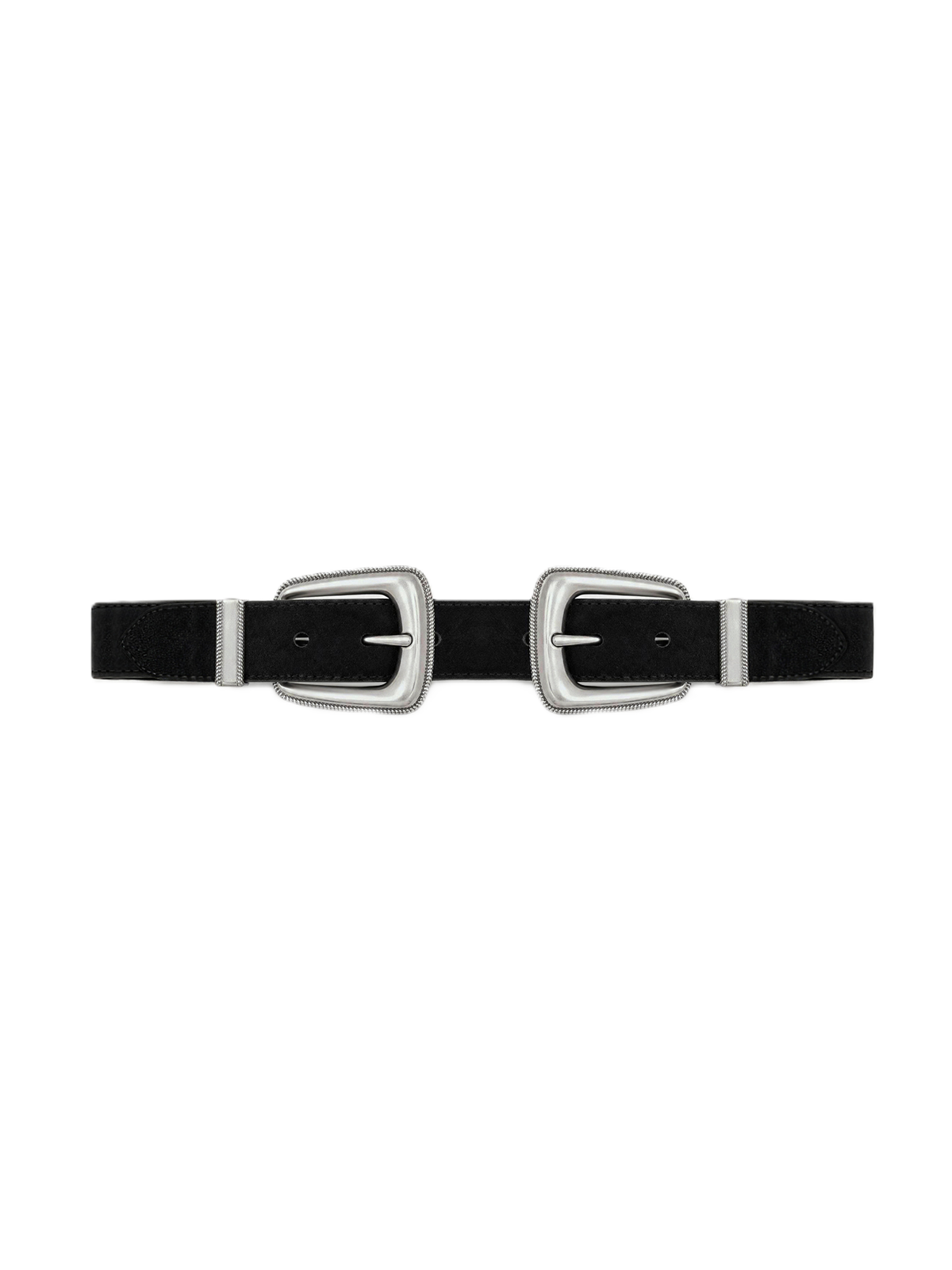 Veronica Beard | Double-Buckle Arch Waist Belt in Black Black