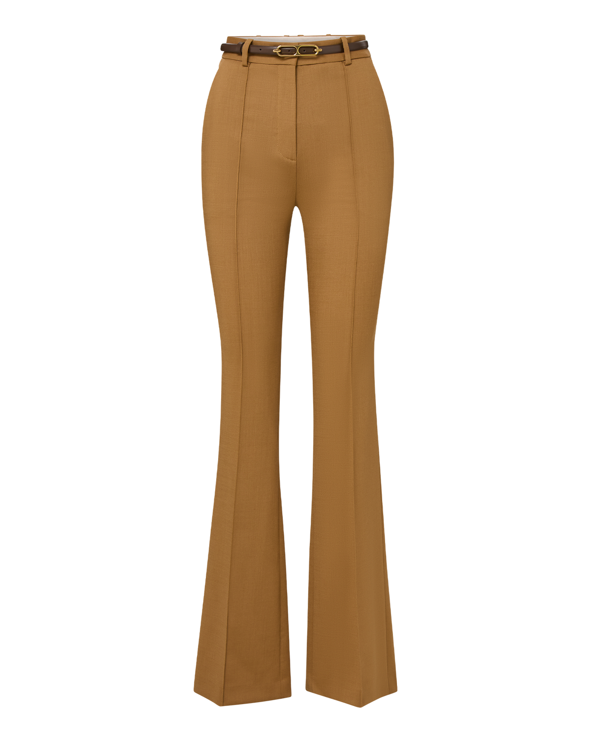 Veronica Beard | Gracie Belted Flare Pant in Tan Dark Acorn Dark Acorn