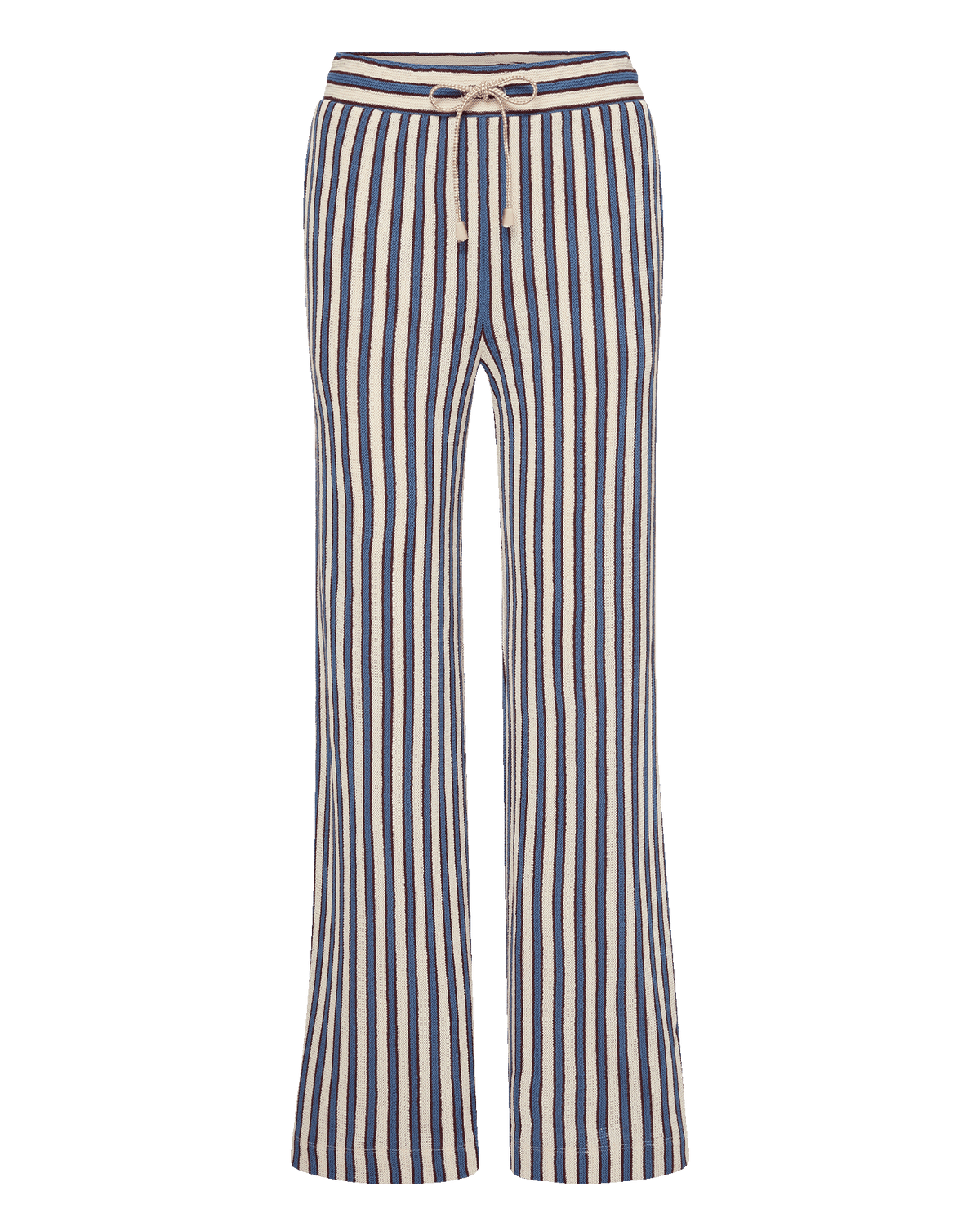 Veronica Beard | Zosia Crochet Wide-Leg Pant in Ecru & Blue Stripes Bluefin Multi Ecru Bluefin Multi