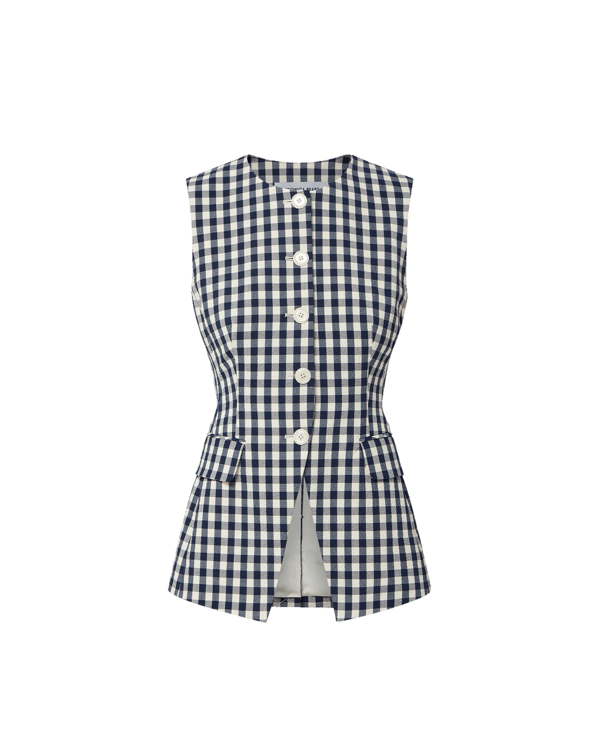 Veronica Beard | Lois Gingham Vest in Navy/Dove White Navy/Dove White