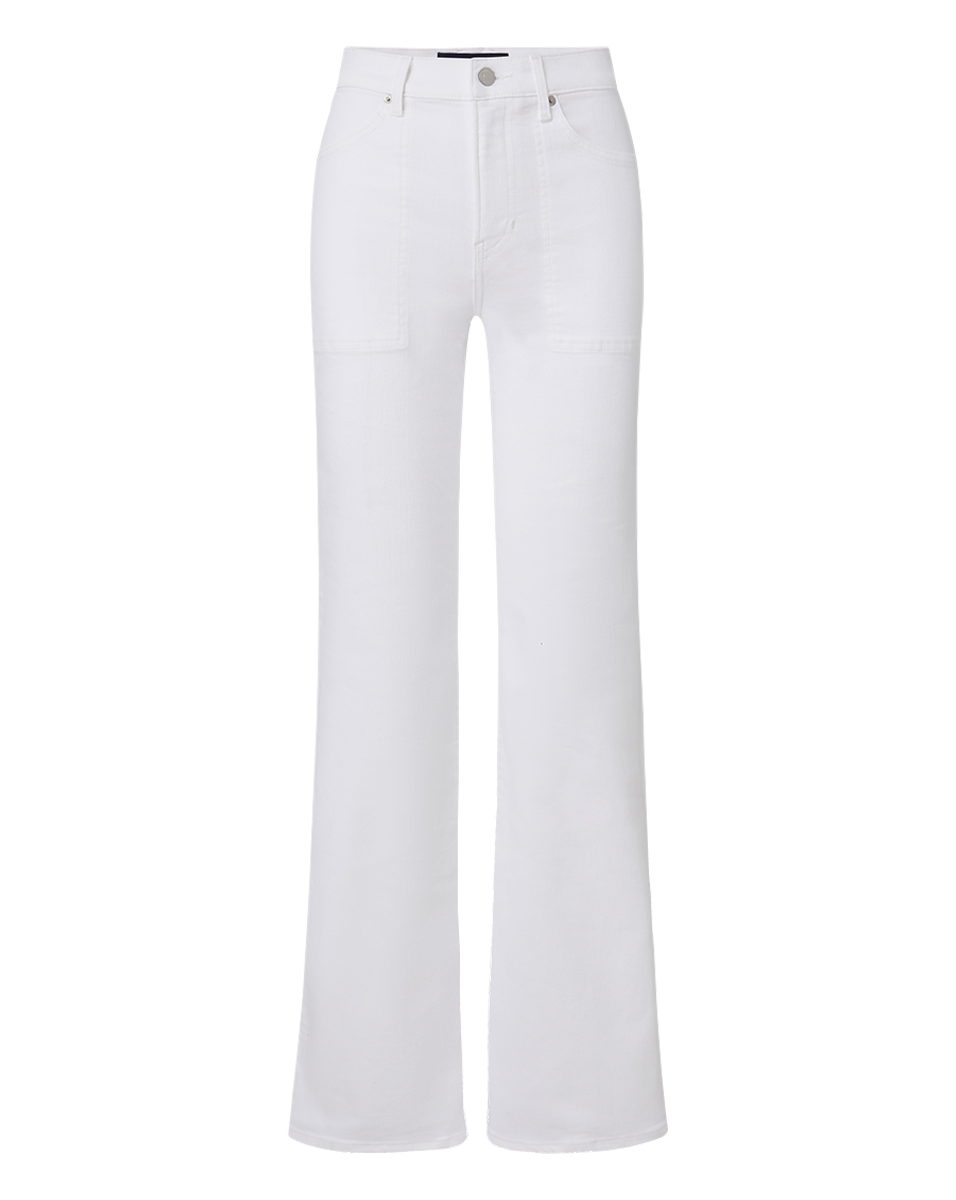 Veronica Beard | Crosbie Patch-Pocket Slim Wide-Leg Jean in White White