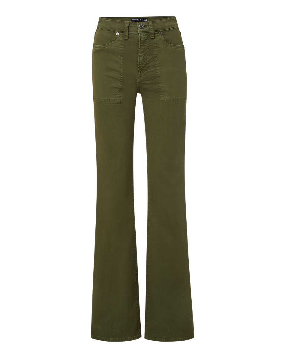 Veronica Beard | Crosbie Patch Pocket Wide-Leg Jean in Army Green Army Green
