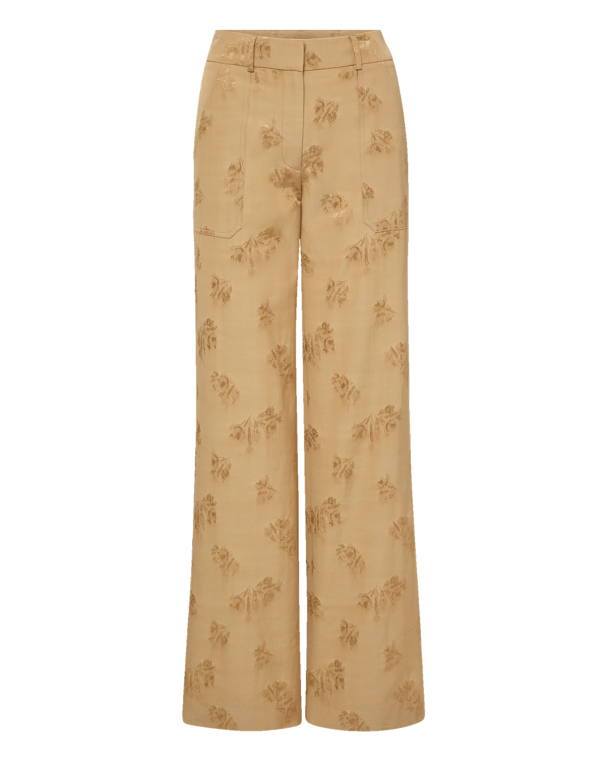 Veronica Beard | Cole Wide-Leg Floral Jacquard Pant in Tan Sand Sand