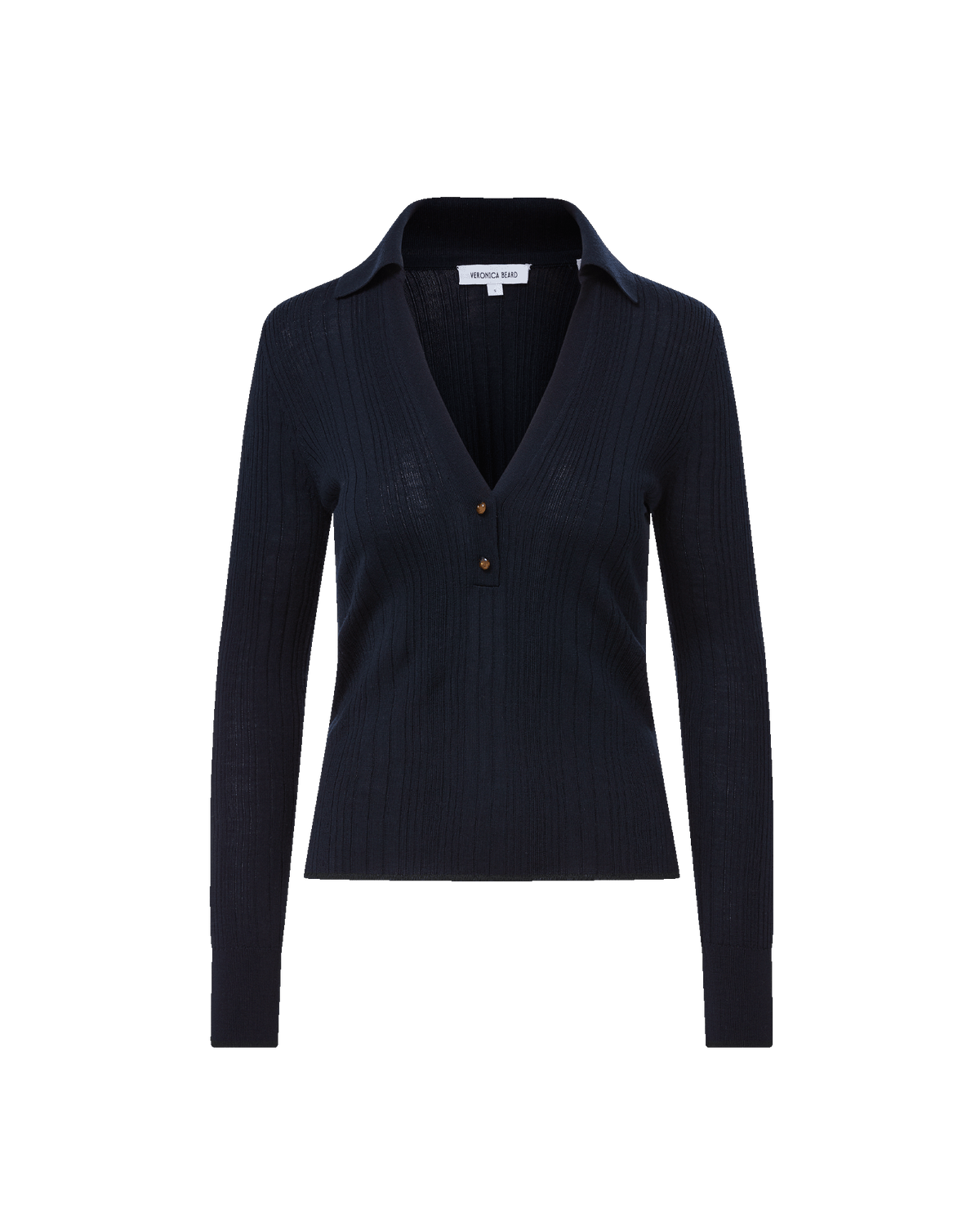 Veronica Beard | Rouni Merino Wool Collared Pullover in Navy Navy