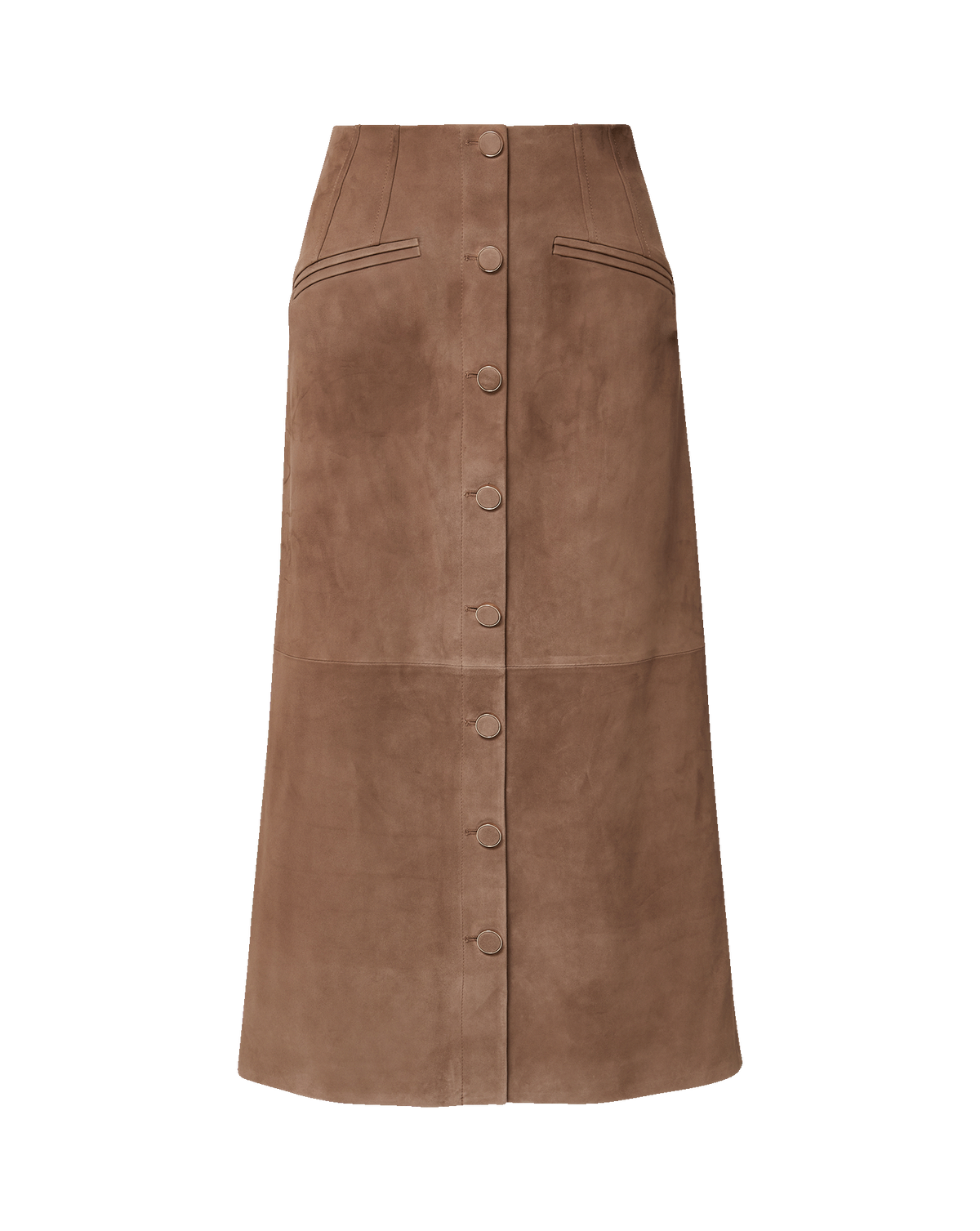 Veronica Beard | Callisian Suede Midi Skirt in Taupe Bark Bark