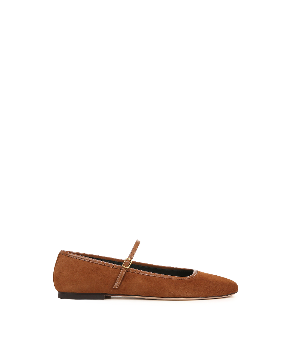 Veronica Beard | Ellie Suede Flat in Caramel Caramel