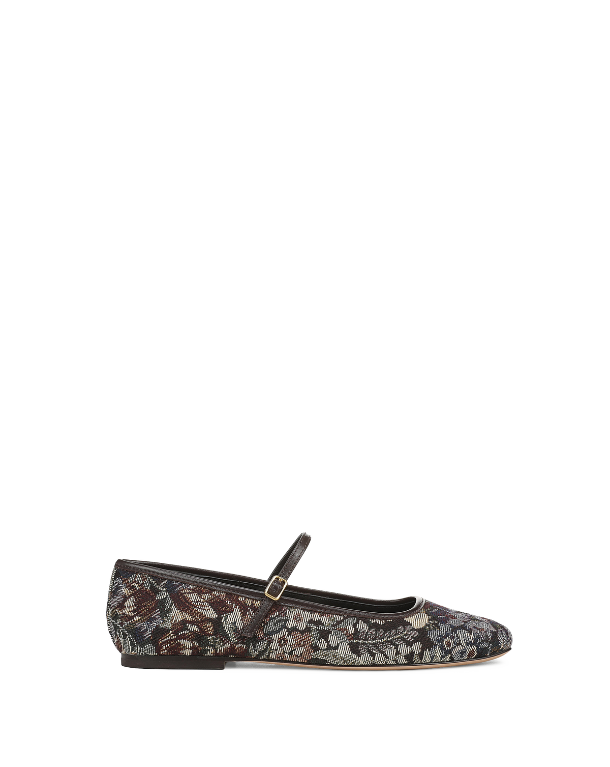Veronica Beard | Ellie Brocade Mary Jane Flat in Brown Espresso Multi
