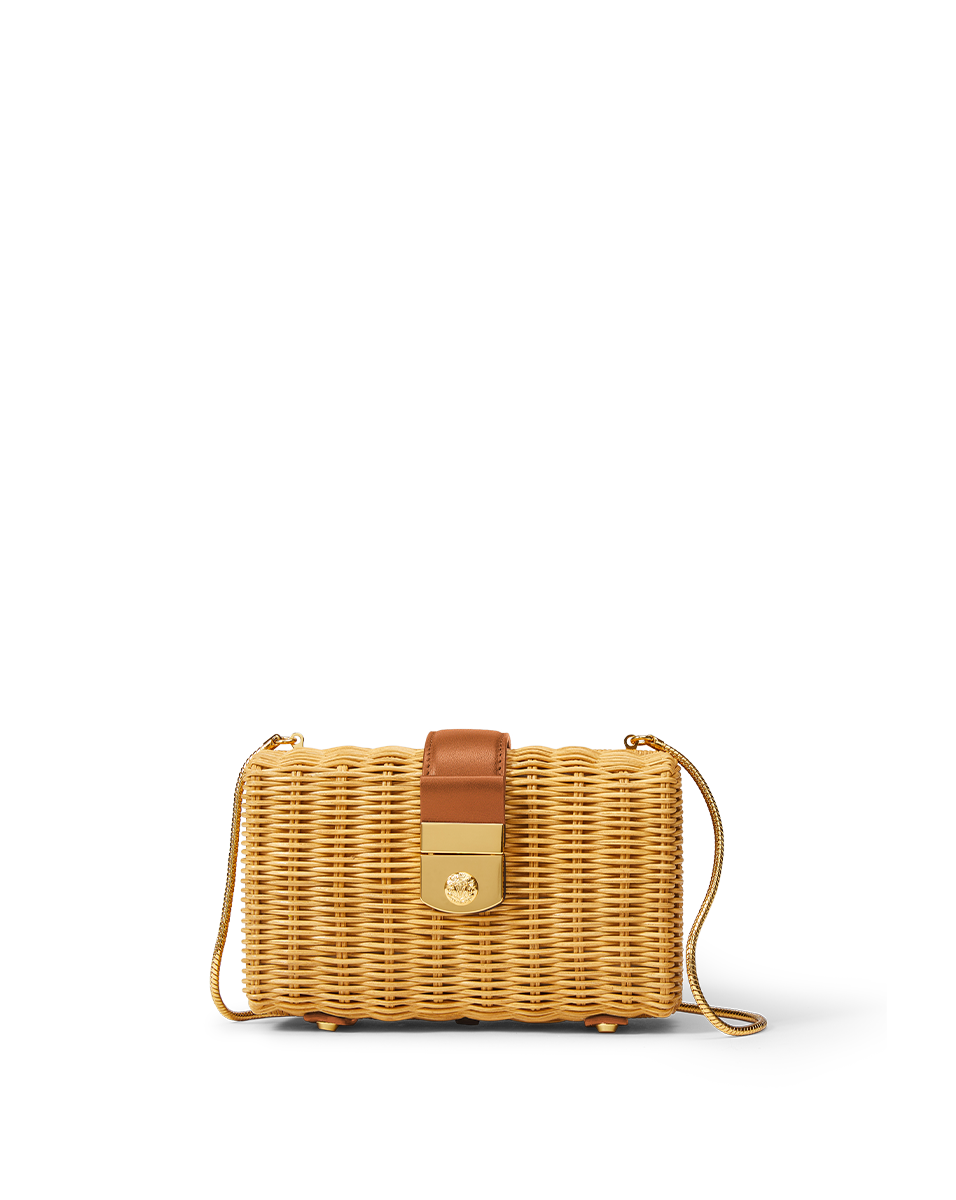Veronica Beard | Veronica Beard Lock Box Clutch in Natural Wicker/Hazelwood Natural Wicker/Hazelwood