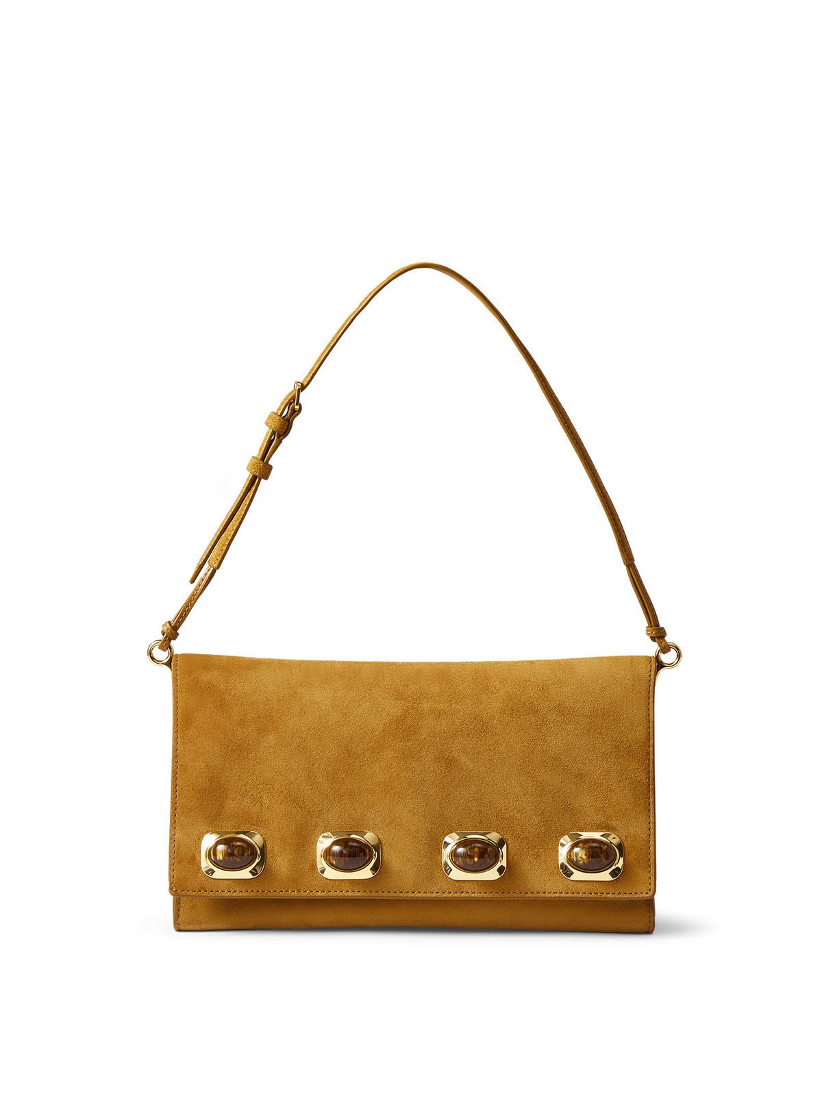Veronica Beard | Tiger's Eye Cabochon Edit Bag in Tan Suede Acorn Acorn