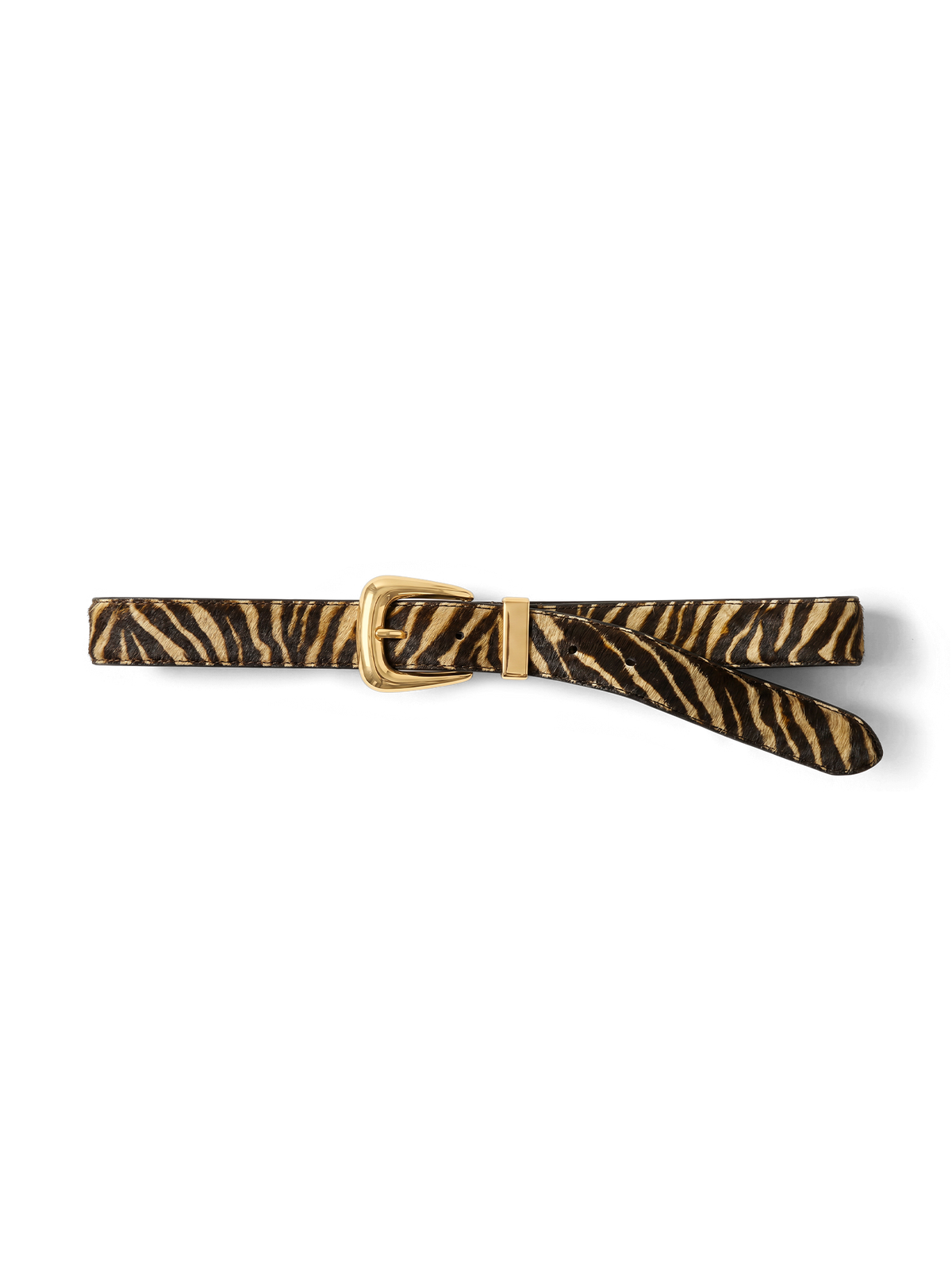 Veronica Beard | Arch Calf Hair Belt in Zebra Print Tan Multi
