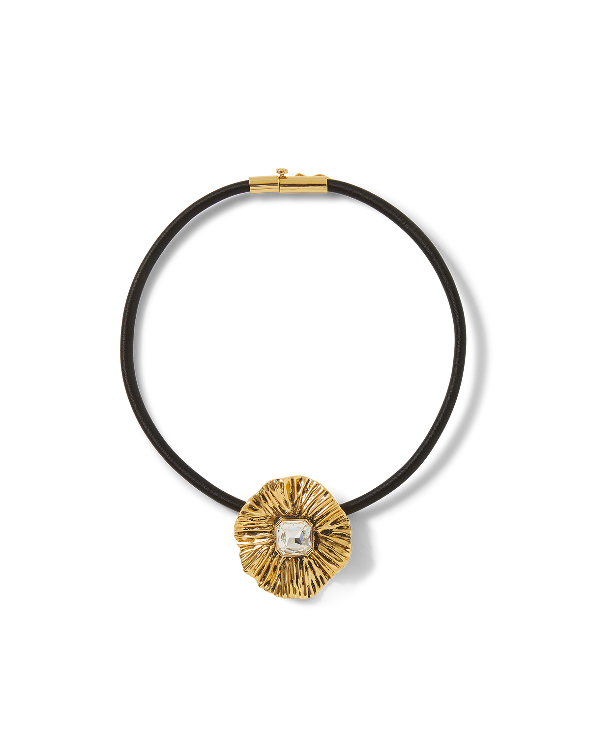 Veronica Beard | Floral Pendant Cord Necklace in Gold Gold