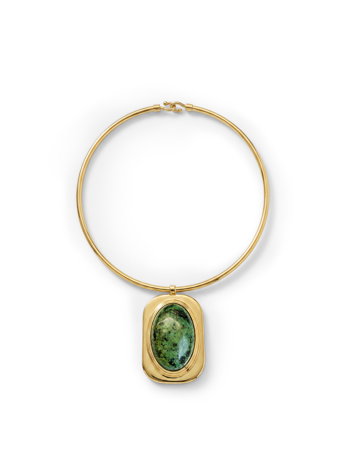 Veronica Beard | Turquoise Cabochon Collar Necklace in Gold/Green Gold/Green