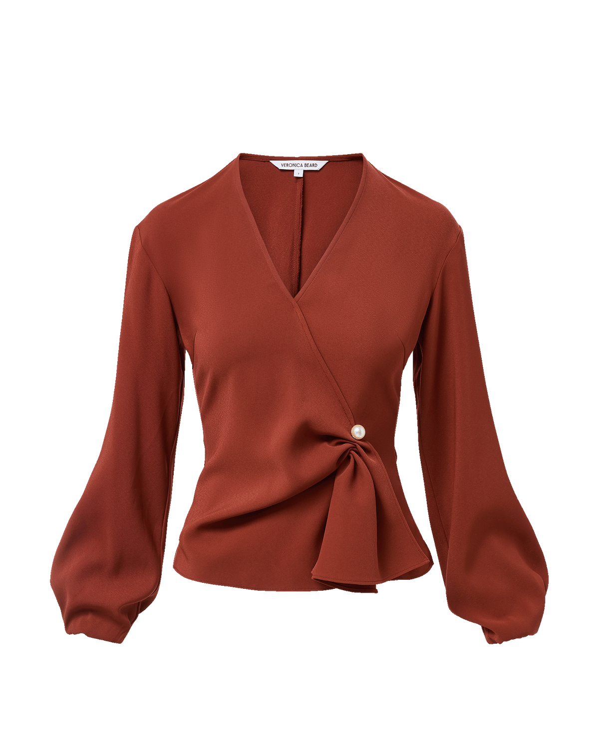 Veronica Beard | Drew Brooch Blouse in Rust Red Rust
