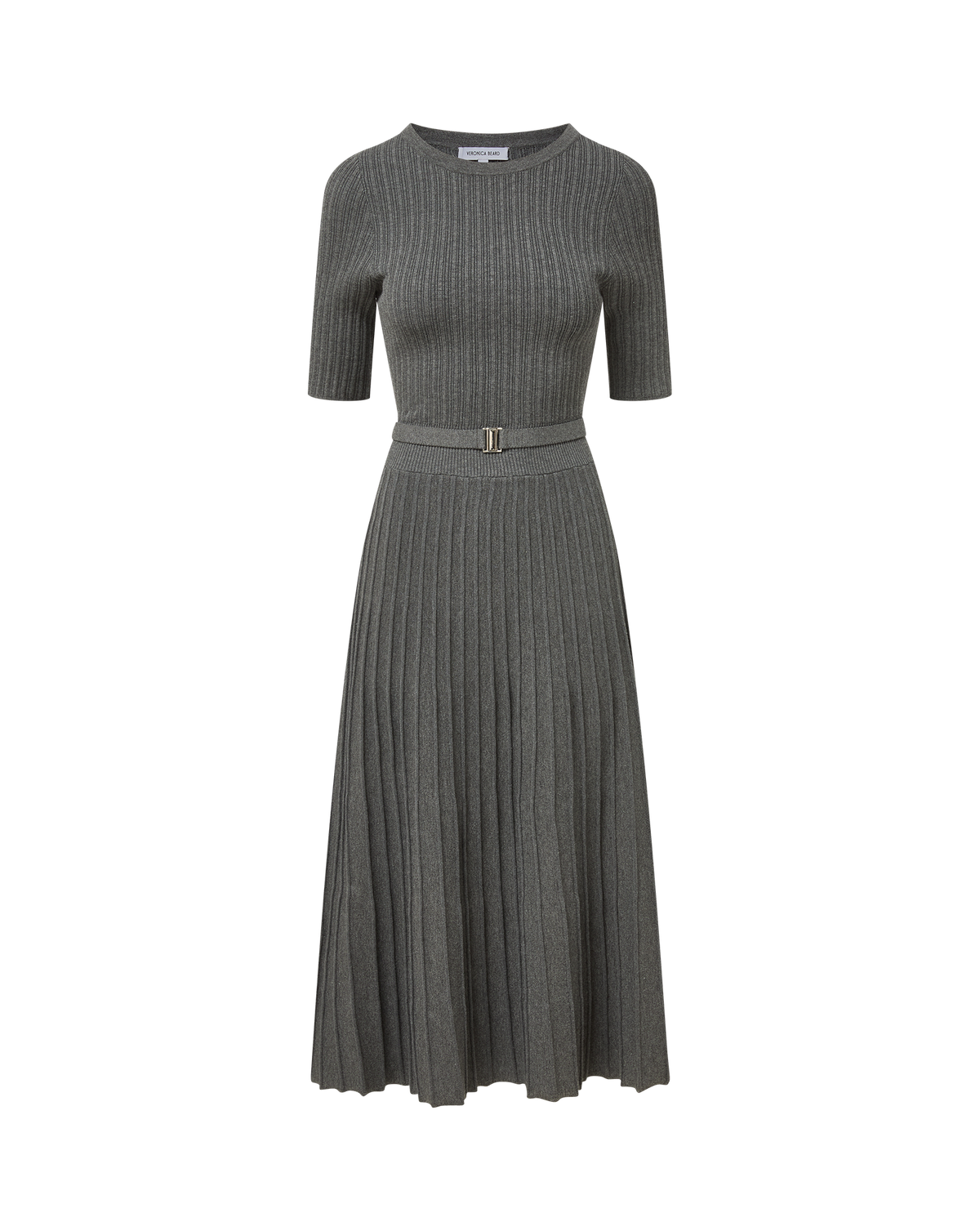 Veronica Beard | Elthea Belted A-Line Midi Dress in Charcoal Heather Grey Charcoal Heather Grey