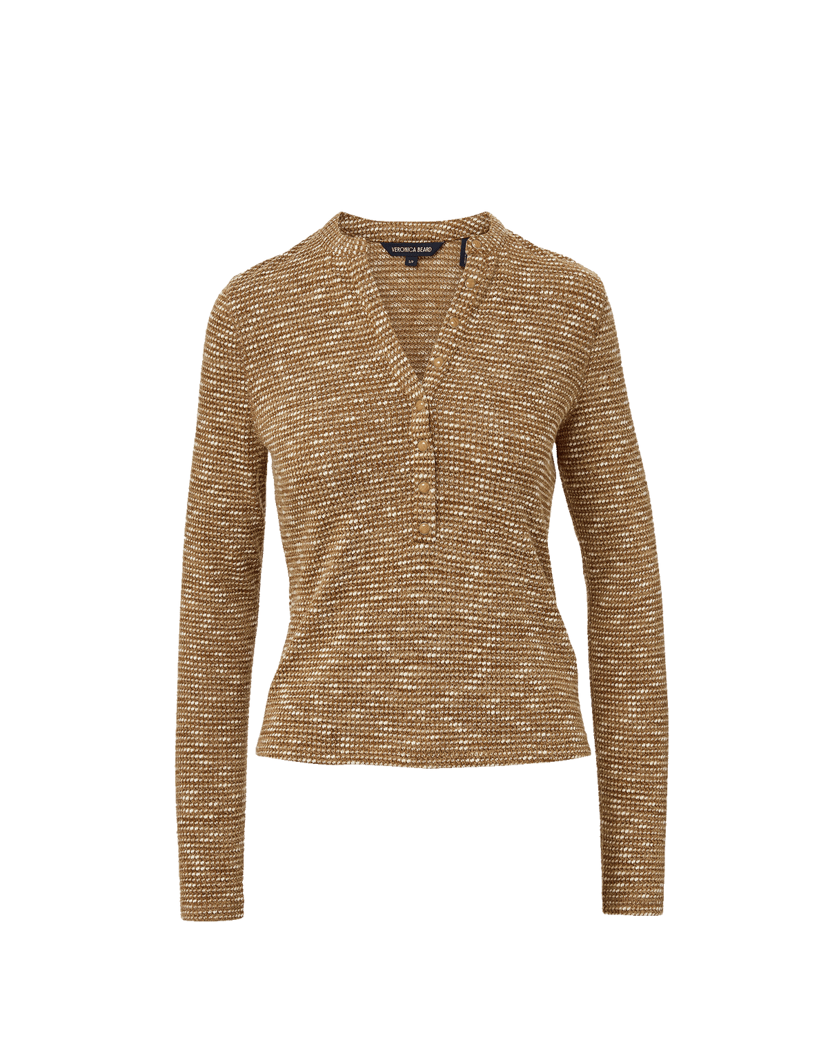 Veronica Beard | Drexler Henley Top in Tan Melange Acorn Melange