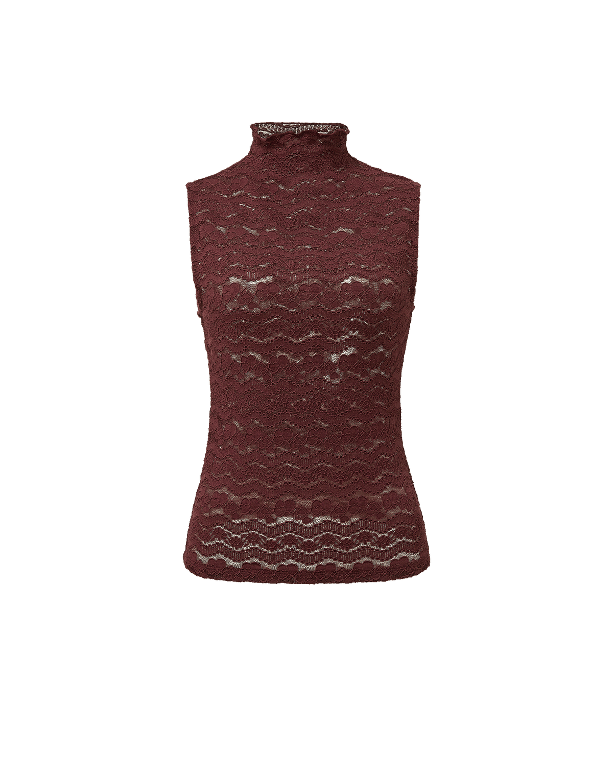 Veronica Beard | Alora Mock-Neck Lace Top in Burgundy Burgundy