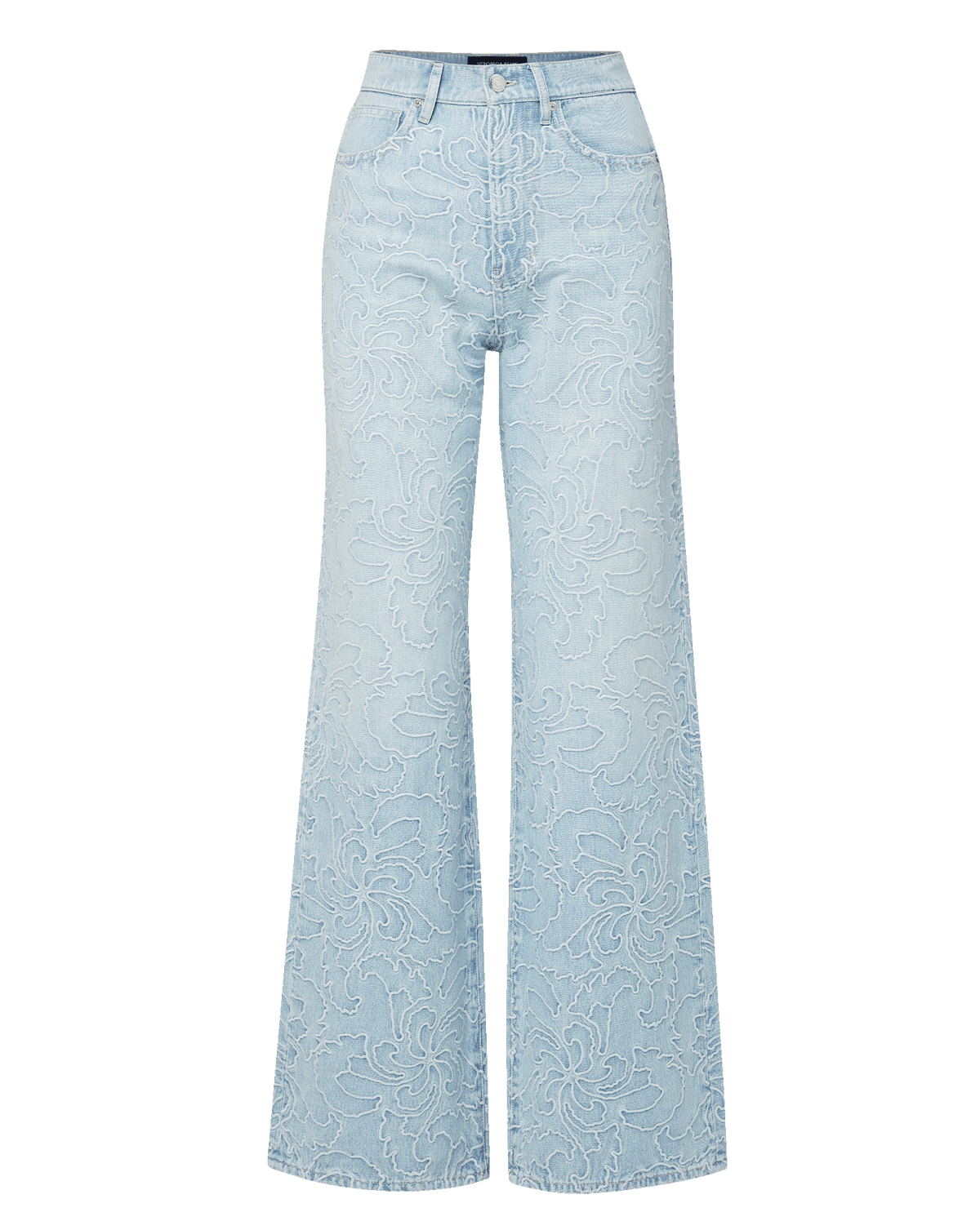Veronica Beard | Taylor Embroidered Wide-Leg Jean in Sun Spark Light Wash Sun Spark