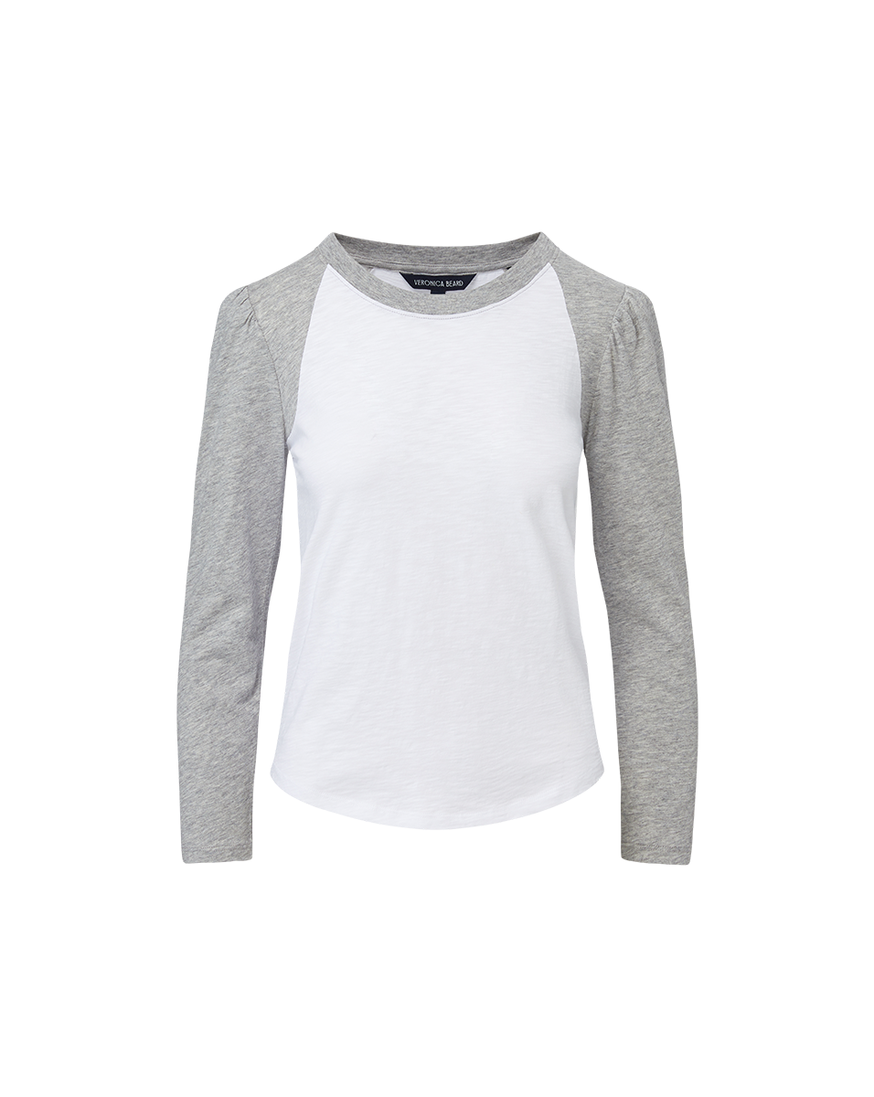 Veronica Beard | Mason Baseball Tee in White/Heather Grey White/Heather Grey