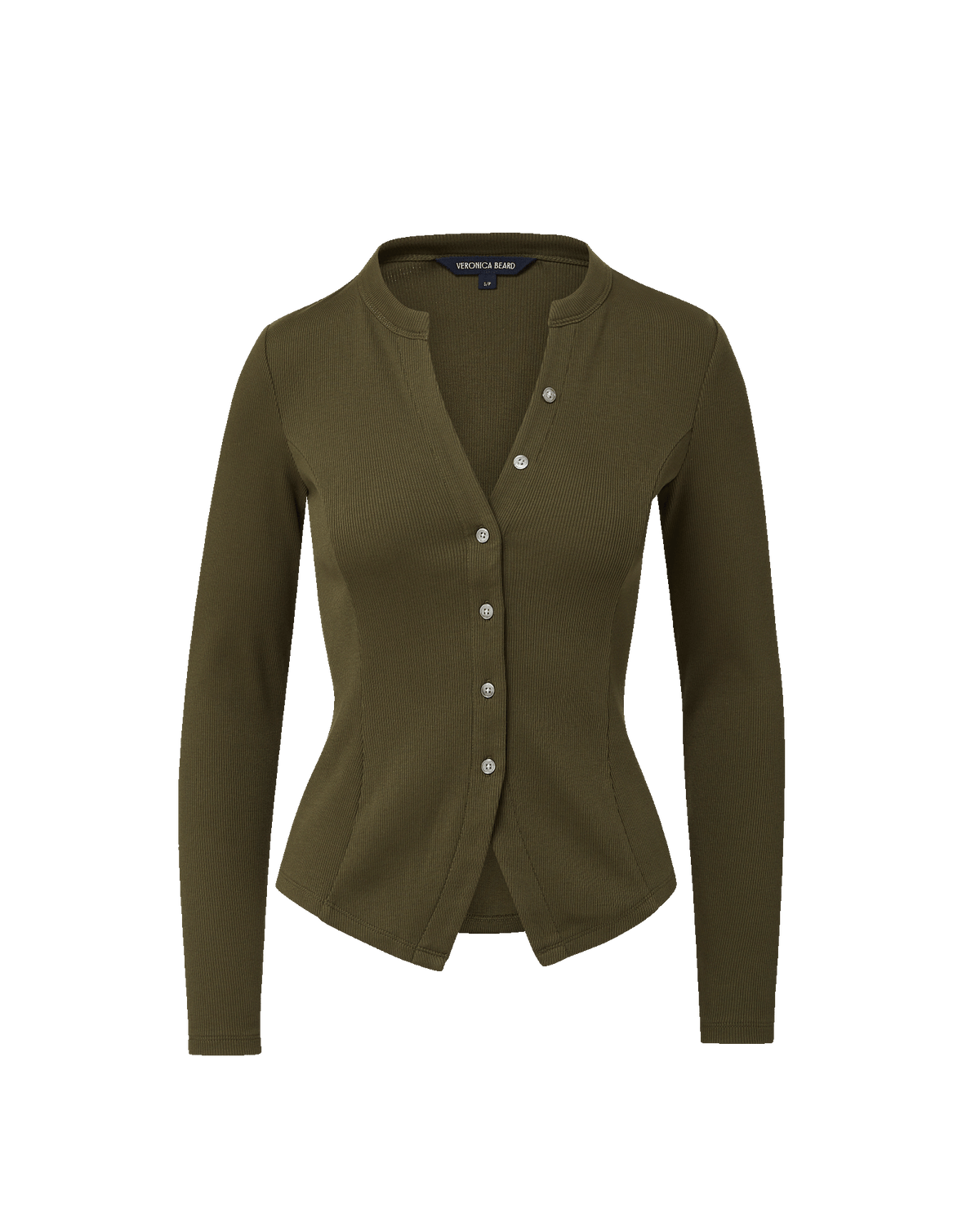 Veronica Beard | Cordis Button-Front T-Shirt in Dark Green Loden Loden