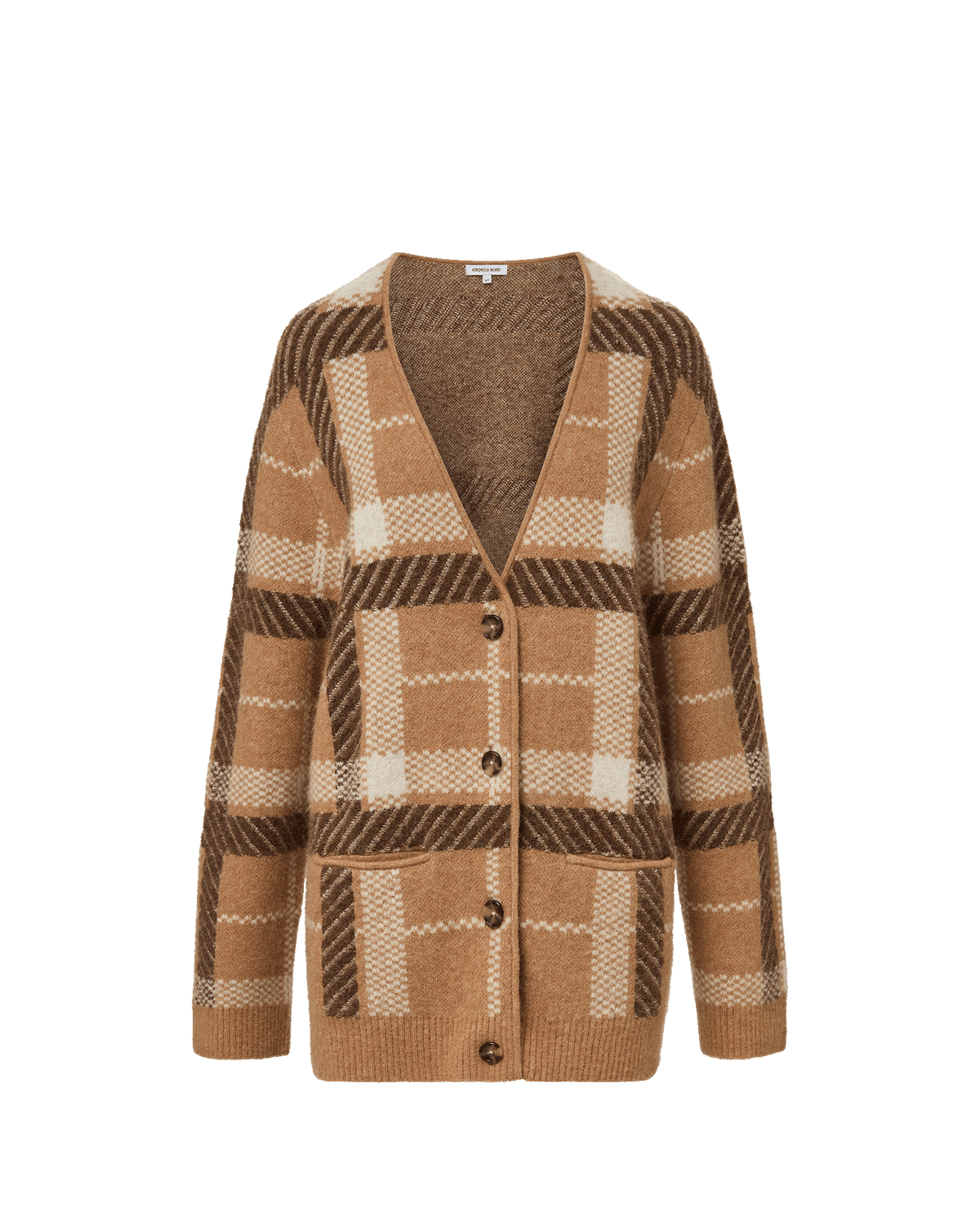 Veronica Beard | Covey Plaid Cardigan in Camel Multi Camel Multi