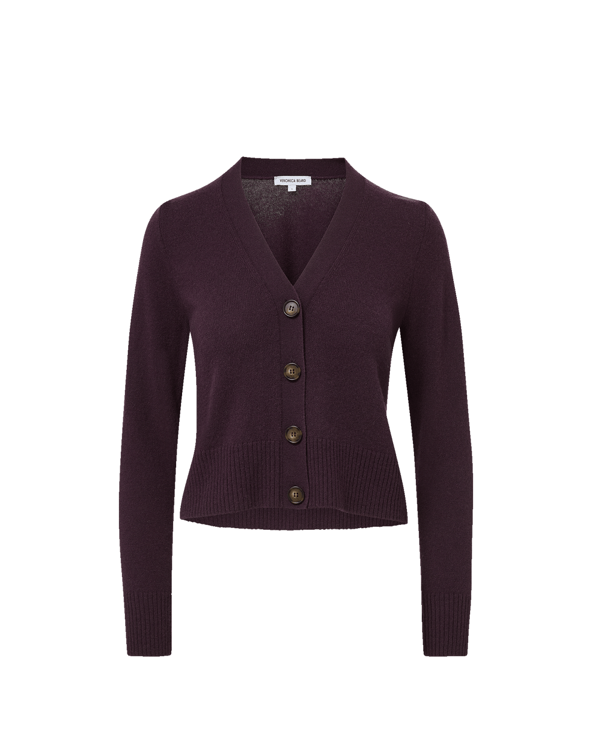 Veronica Beard | Solene Cashmere Cardigan in Dark Purple Dark Eggplant