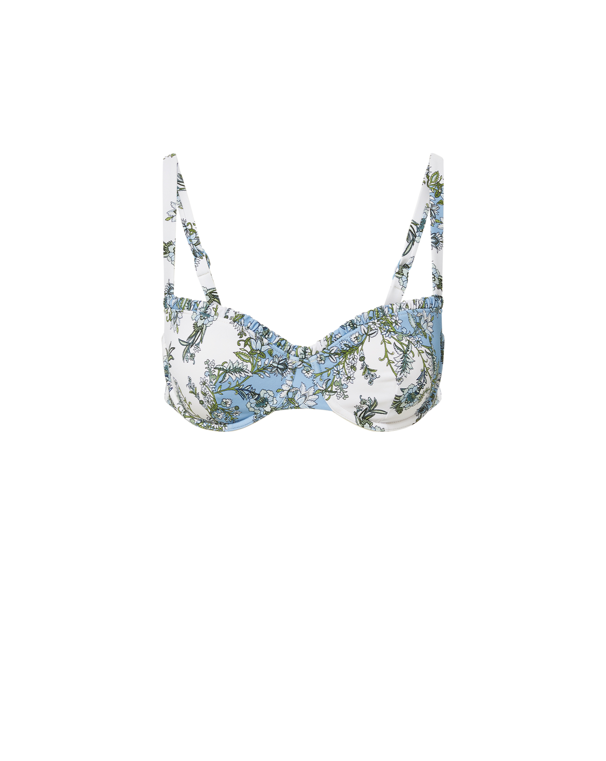 Veronica Beard | Rosella Bikini Top in Blue Floral Multi Blue Multi