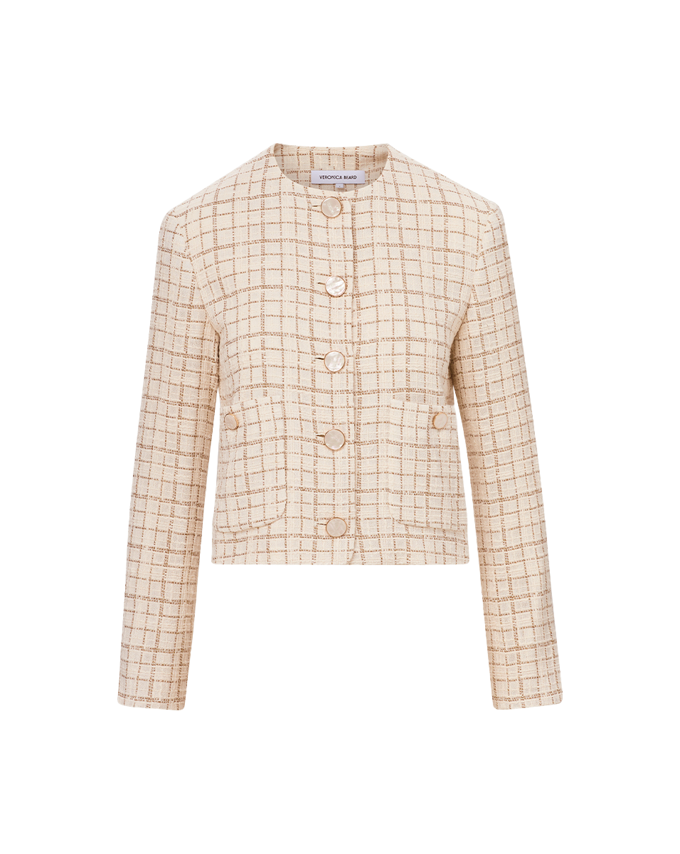 Veronica Beard | Andrea Metallic Tweed Jacket in Dove/Gold Lurex Dove/Gold Lurex