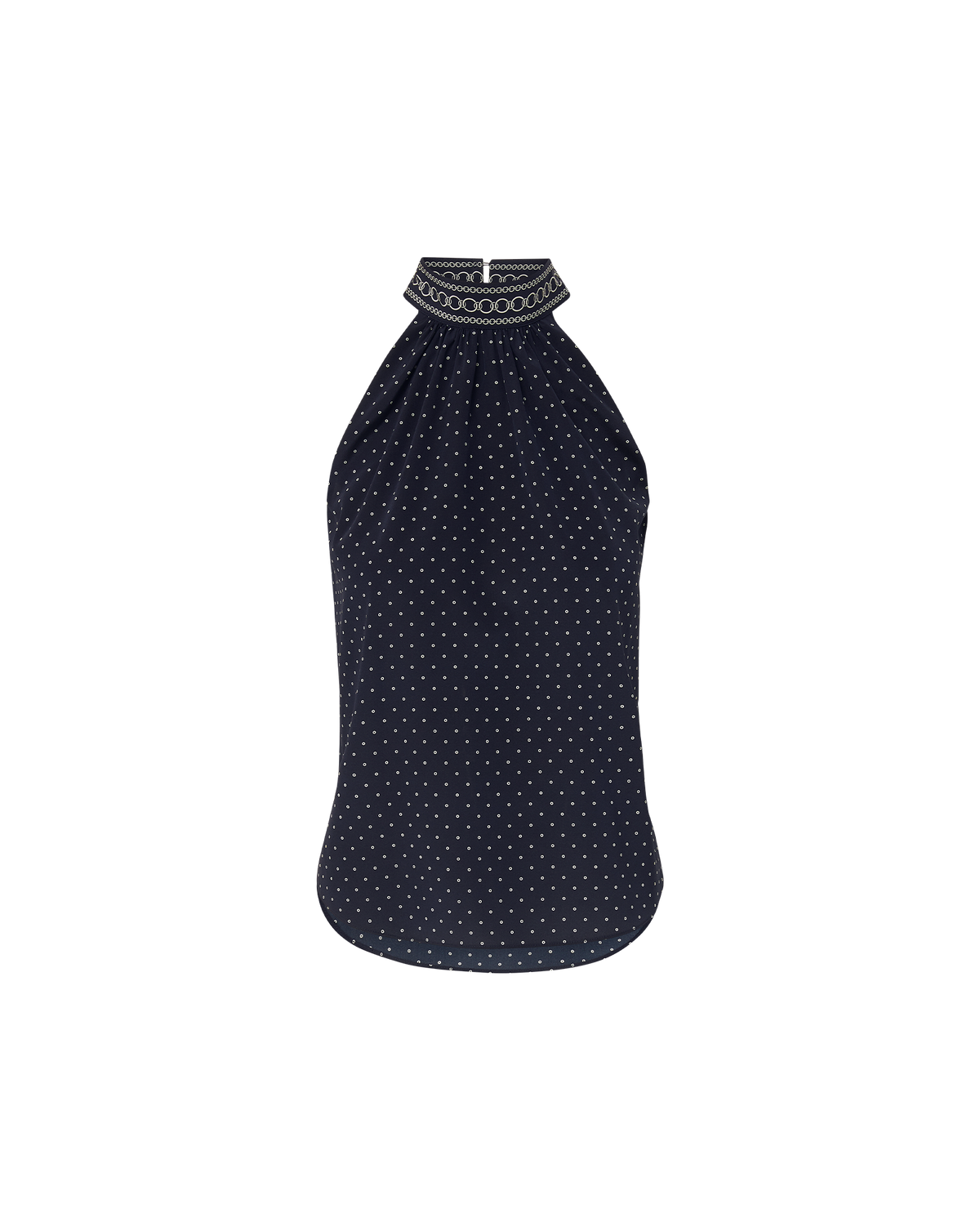 Veronica Beard | Kovi Halter Top in Navy Polka Dots Navy Multi