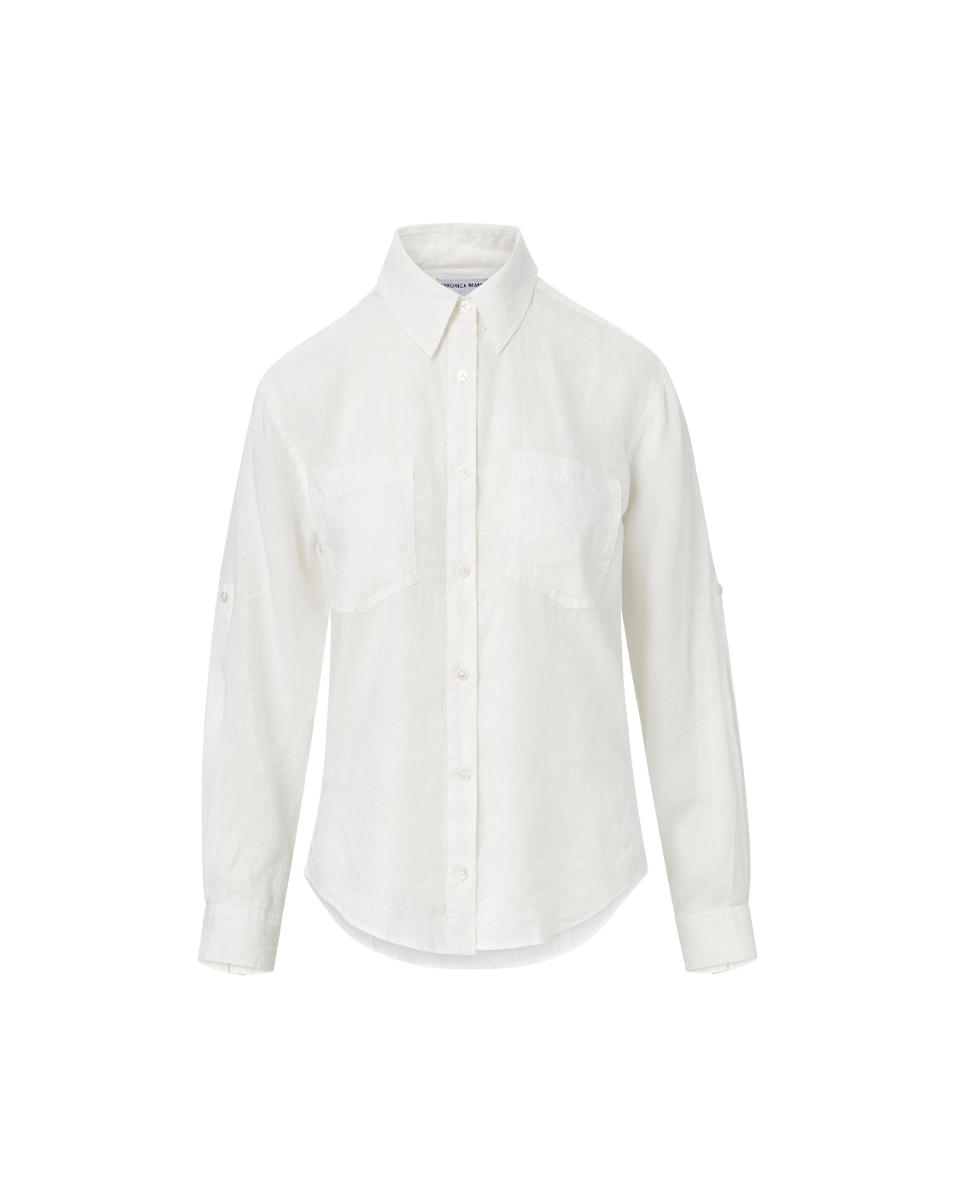 Veronica Beard | Gil Linen Shirt in White Off-White