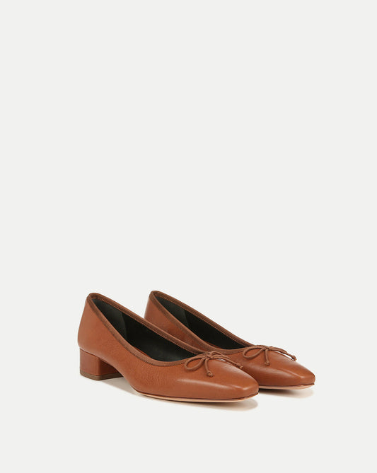 Veronica Beard | Cecile Leather Ballet Pump Caramel