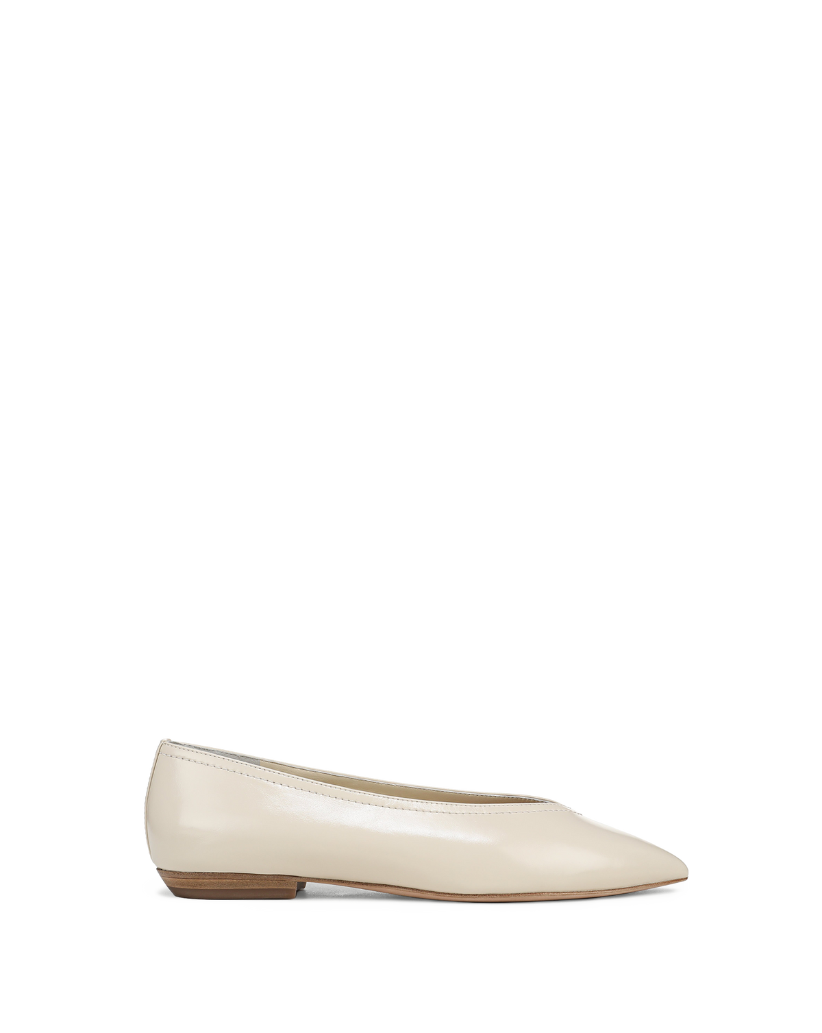 Veronica Beard | Bancroft Leather Ballet Flat in White Limestone Ivory