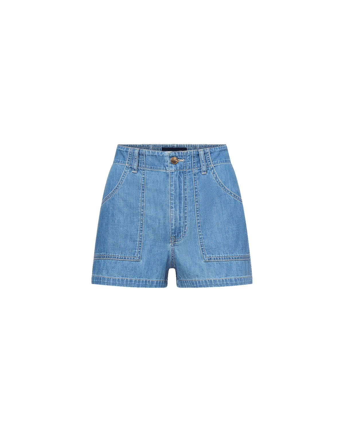 Veronica Beard | Sally Denim High-Waist Short in Blue Good Fortune