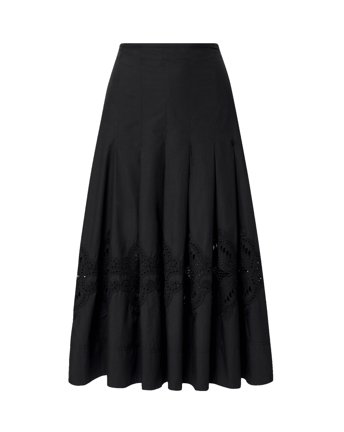 Veronica Beard | Fynnley Embroidered Midi Skirt in Black Black