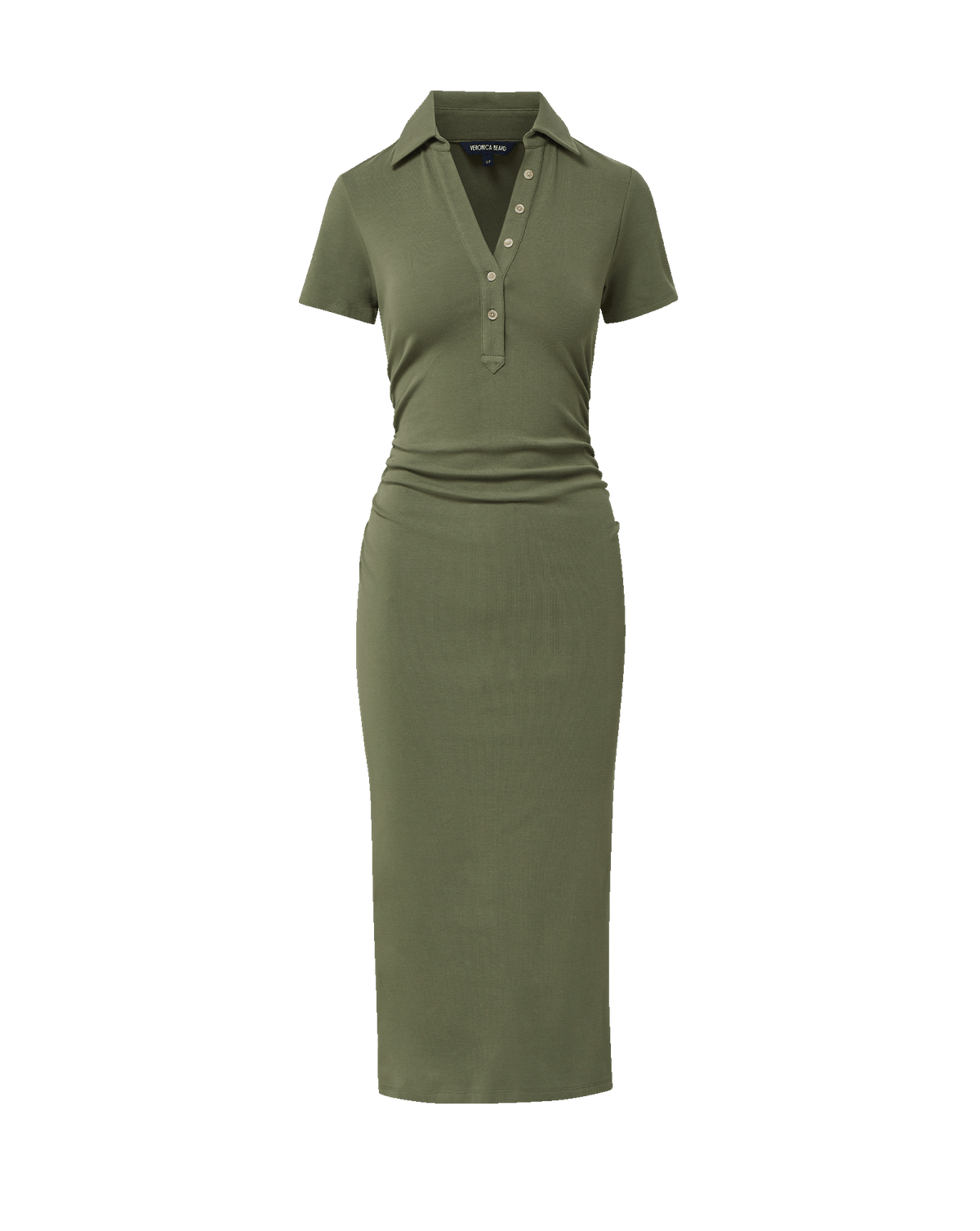 Veronica Beard | Besser Polo Midi Dress in Stone Army Green Stone Army