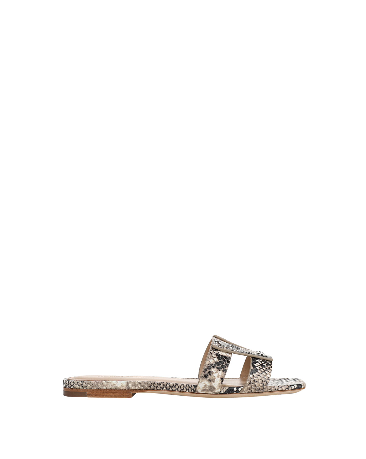 Veronica Beard | Via Slide Sandal in Snakeskin Ecru Multi Ecru Multi