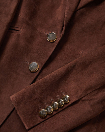 Veronica Beard | Maci Suede Dickey Jacket in Dark Brown Espresso