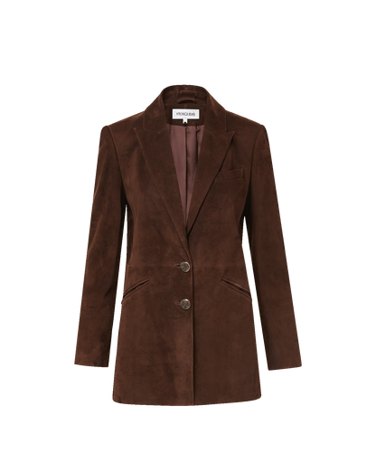 Veronica Beard | Maci Suede Dickey Jacket in Dark Brown Espresso