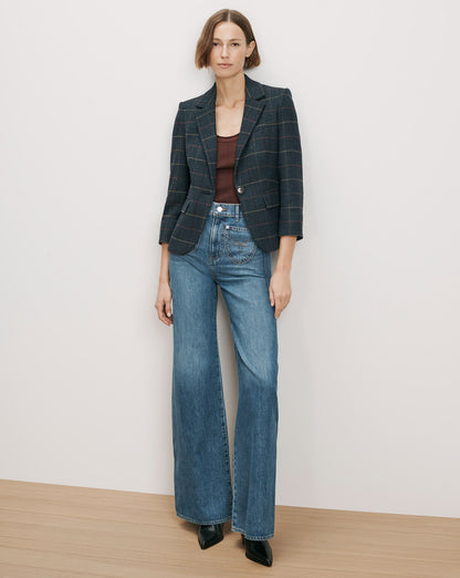 Veronica Beard | Schoolboy Plaid Dickey Jacket in Teal Multi Teal Multi