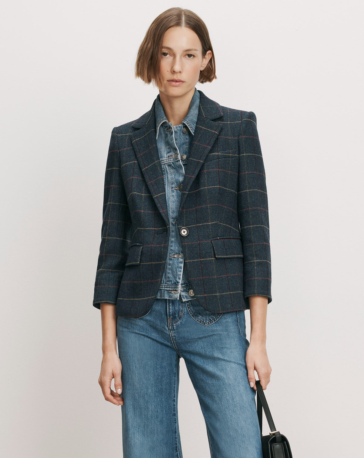 Veronica Beard | Schoolboy Plaid Dickey Jacket in Teal Multi Teal Multi