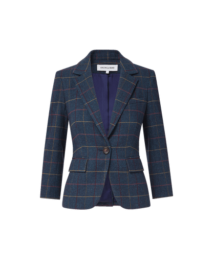 Veronica Beard | Schoolboy Plaid Dickey Jacket in Teal Multi Teal Multi