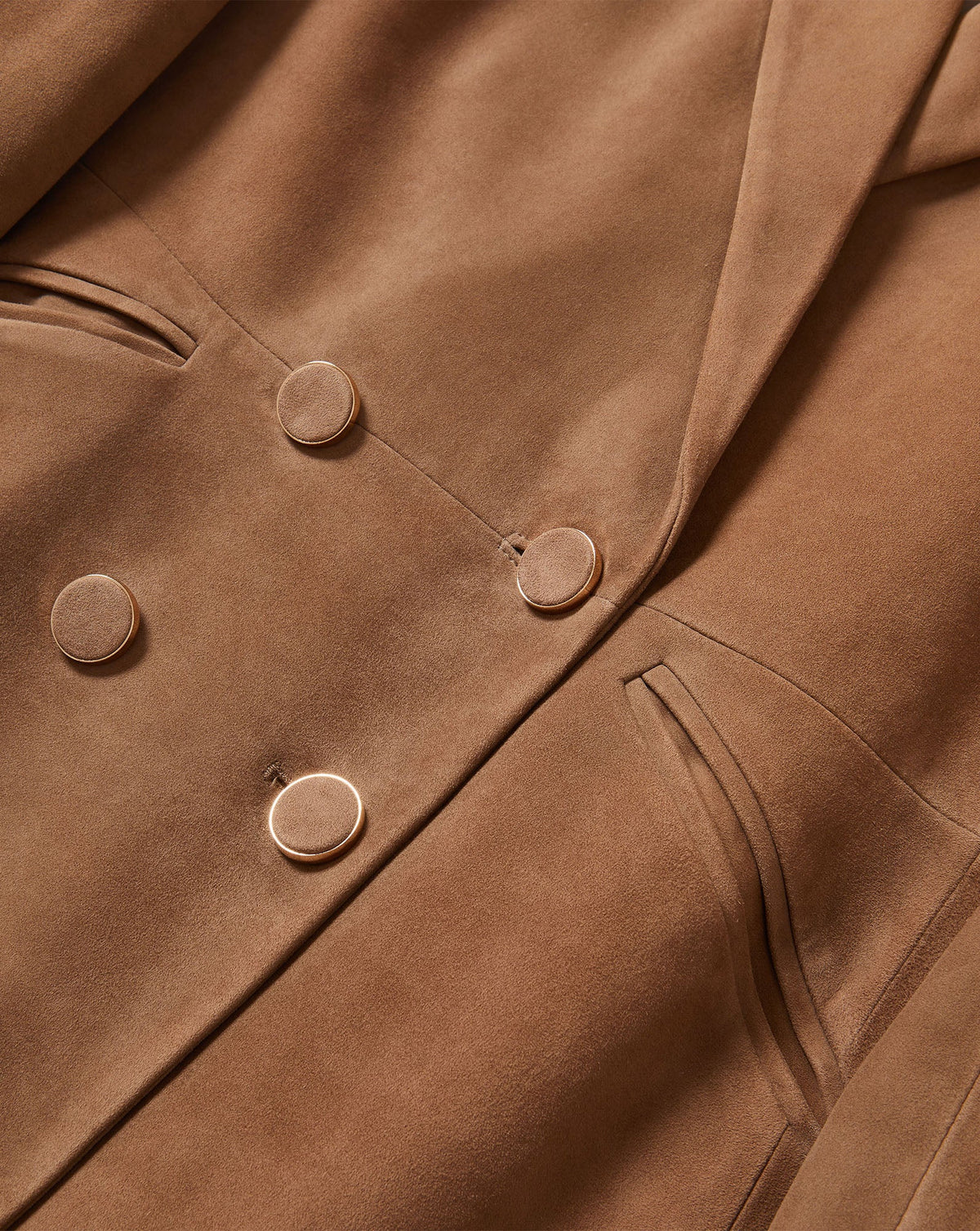 Veronica Beard | Oria Suede Dickey Jacket in Light Brown Bark
