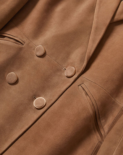 Veronica Beard | Oria Suede Dickey Jacket in Light Brown Bark