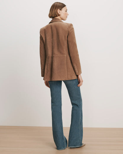 Veronica Beard | Oria Suede Dickey Jacket in Light Brown Bark