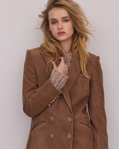 Veronica Beard | Oria Suede Dickey Jacket in Light Brown Bark