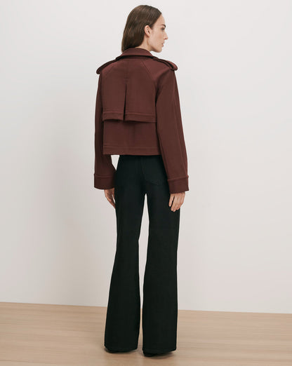 Veronica Beard | Conneley Cropped Trench Coat in Burgundy Burgundy