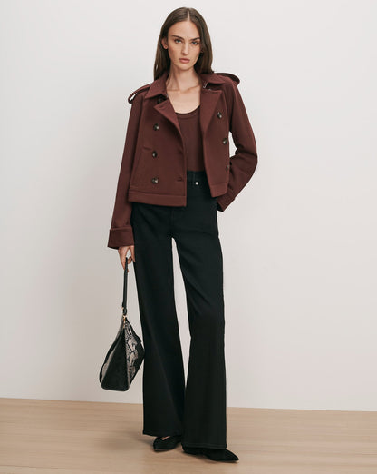 Veronica Beard | Conneley Cropped Trench Coat in Burgundy Burgundy
