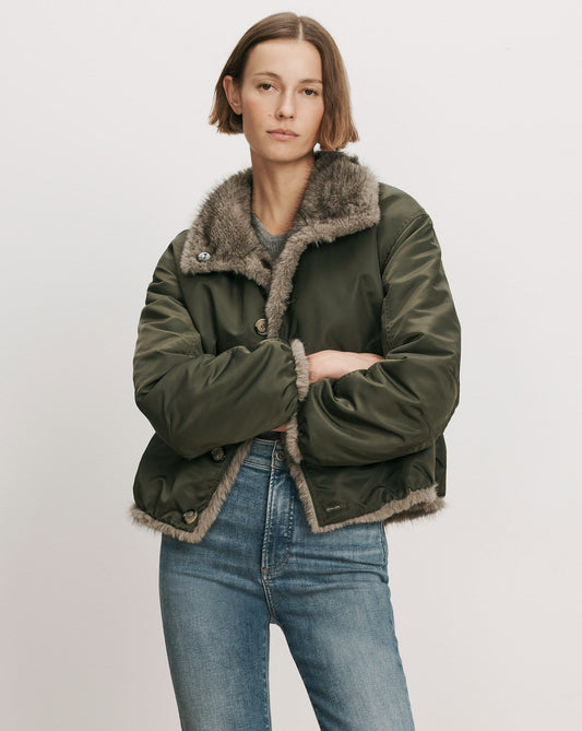 Veronica Beard | Varell Reversible Jacket in Dark Green Loden