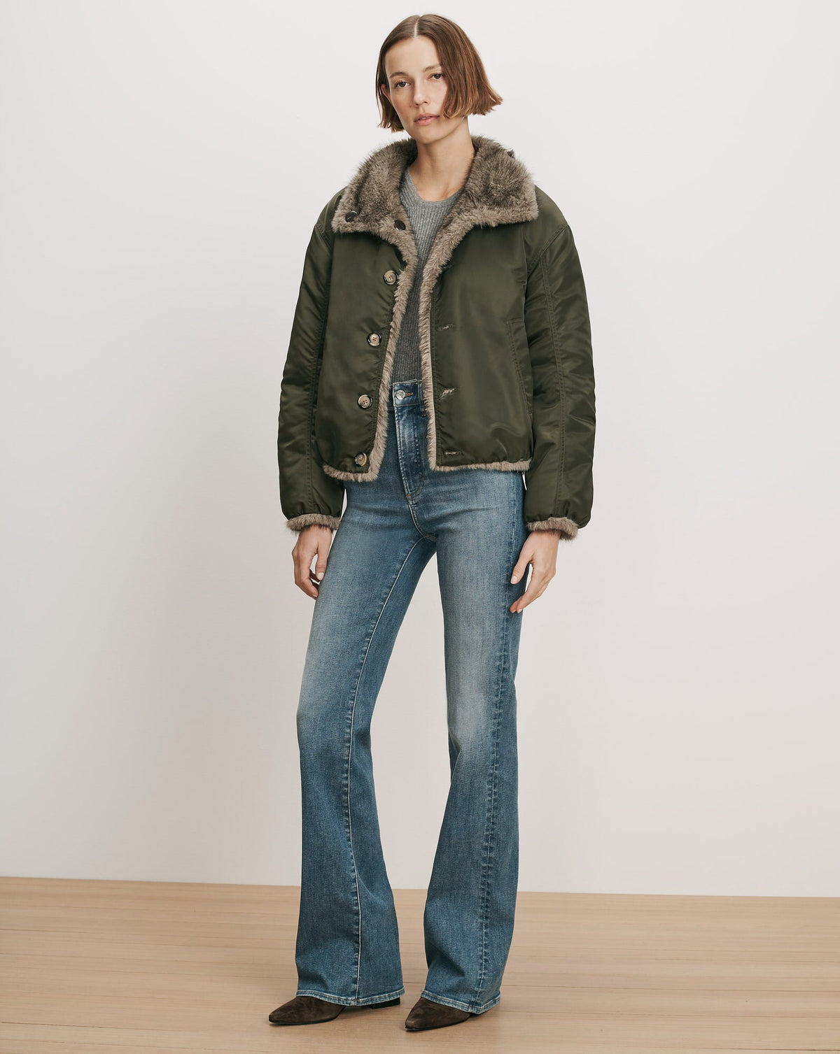 Veronica Beard | Varell Reversible Jacket in Dark Green Loden